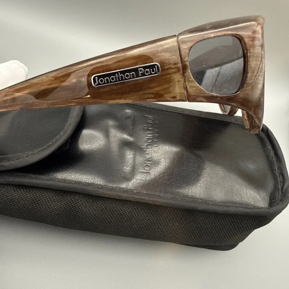 JONATHAN PAUL Polarized Authentic Sunglasses Fitovers Ikara Brown 003 & SoftCase